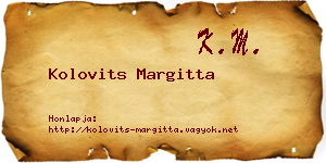 Kolovits Margitta névjegykártya